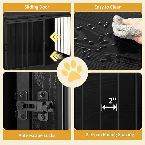 Hzuaneri 31.9" M Dog Crate Furniture Indoor Dog Kennel with Barn Door - Image 5
