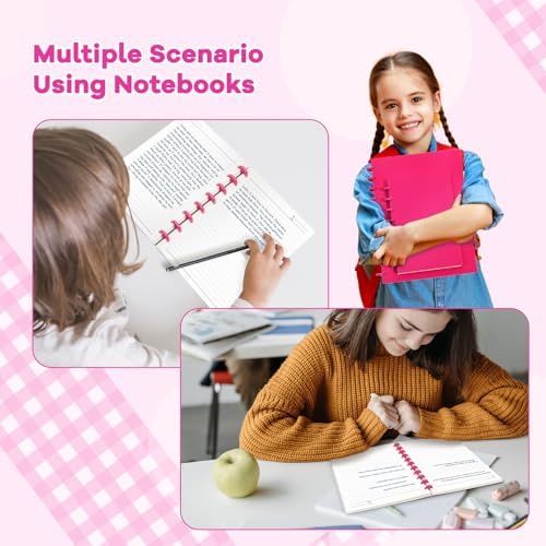 Discbound Notebook, 8-Disc Disbound Planner with Removable Pages, 180 Pages Spiral Notebook, Poly Cover Discbound Planner for Work, Travel, Note Taking(With Index Sticker),Rose Red,A4 - Image 6