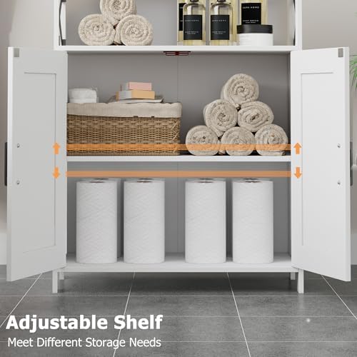 Homhedy Farmhouse Bathroom Storage Cabinet with Doors, Small Floor Cabinet - Image 4