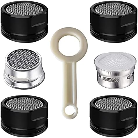 4PCS 2.2 GPM Faucet Aerator, 2 Pack Aeration Filter Replacement Parts With Brass Housing 15/16 Inch 24mm Male Thread Aerator Faucet Filter With Gasket For Kitchen And Bathroom (Black) by BOETOADG