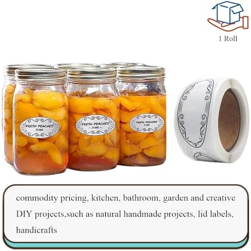 HAHIYO 1*2.25In 150P Oval White Kraft Stickers with Black Artistic Border - Timeless Design Blank Kraft Labels Roll to Write On Durable Dot Stickers for Jar Canning Labels Price Tags Store Organizing - Image 7