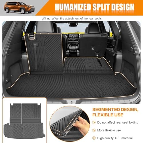 Cargo Mat Compatible with 2024 2025 Toyota Grand Highlander Cargo Liner Backrest Liner Seatback Protector for 2024 Toyota Grand Highlander Accessories(24-25 Grand Highlander) - Image 3