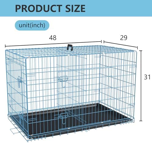 FDW | 48" Foldable Metal Dog Crate | Blue | Cage for XL Dogs - Image 7