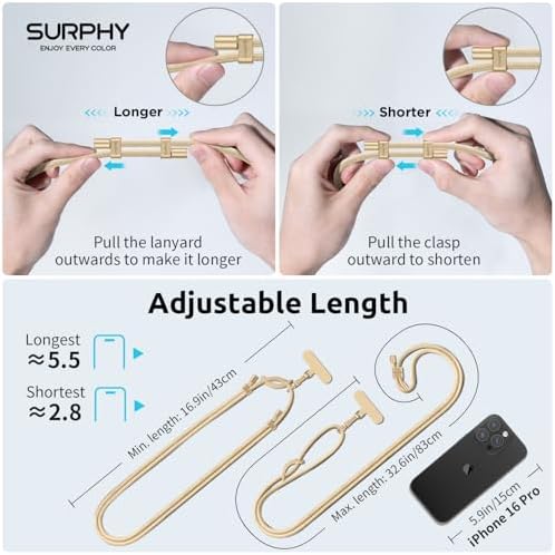 SURPHY Phone Lanyard Crossbody, Phone Strap Crossbody with 2 Tether Tabs - Image 6