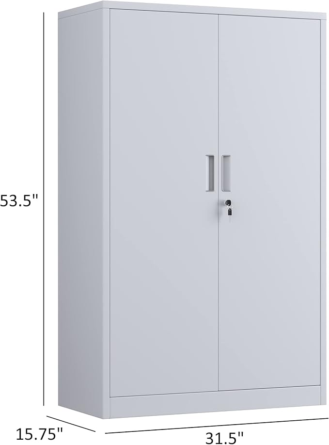 Metal Storage Cabinet with Locking Doors and 3 Adjustable Shelves, 53.5-Inch - Image 3