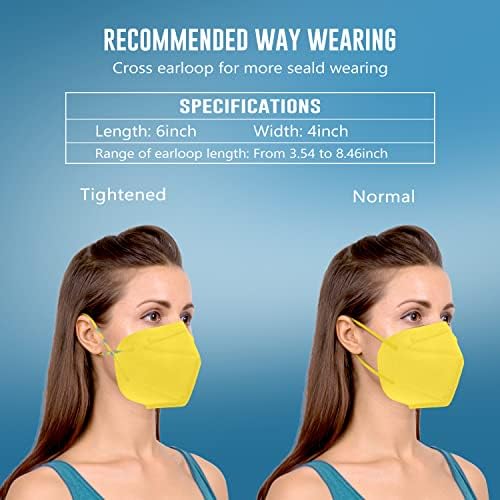 WWDOLL KN95 Face Mask 50 Pack, 5-Layers Breathable KN95 Masks, Yellow - Image 4
