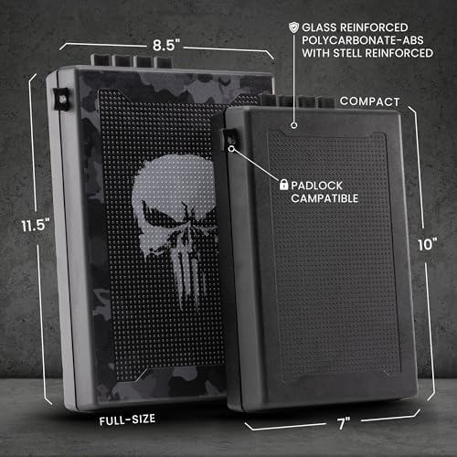 STOPBOX Gun Safe Alternative - Tactical Handgun Storage, Instant Access Portable Gun Case, TSA Compliant Gun Lock Box for Quick Handgun Access | SKULL CAMO + BLACK (2 Pack) | Full + Compact - Image 2