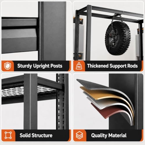 Garage Shelving Unit 68 W x 18 D x 84 H, 5 Tier Metal Storage Shelves, Upgraded Steel Structure, Rack for Basement, Shop, Warehouse, Pantry - Image 6