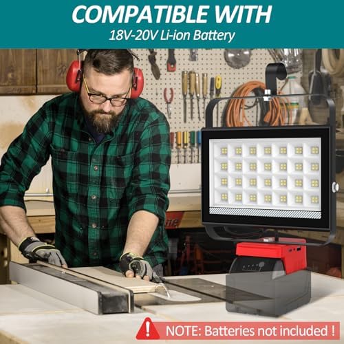 T-SUN 100W LED Work Light Compatible with Milwaukee 18V Battery - Image 2