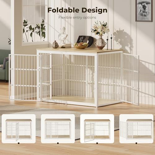 Lyromix 54" Dog Crate Furniture with Foldable Door, Natural Beech - Image 2