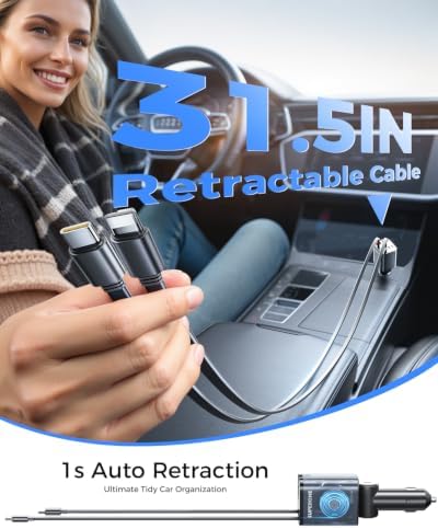 SUPERONE Retractable Car Charger, [Ultra-Compact] 6-Port Car Charger USB C - Image 5