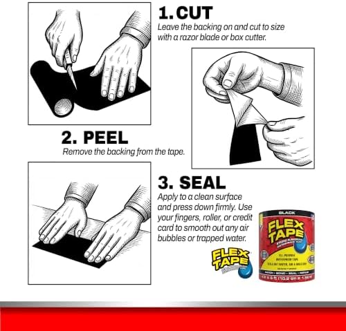 Flex Tape Strong Rubberized Waterproof Tape, Black, 4 in x 5 ft, 2-Pack - Image 6