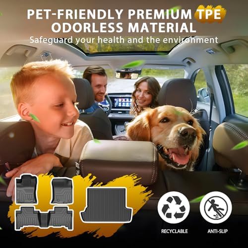 Powerty Floor Mat Cargo Liner for Toyota 4Runner 2010-2024 (Fit 7 Seats) All Weather 3D TPE Anti-Slip Car Protection, 1st & 2nd Row Set with Rear Cargo Mat Accessories - Image 2