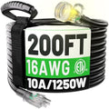 POWGRN 200 FT 16 Gauge Black Indoor/Outdoor Extension Cord Waterproof by POWGRN