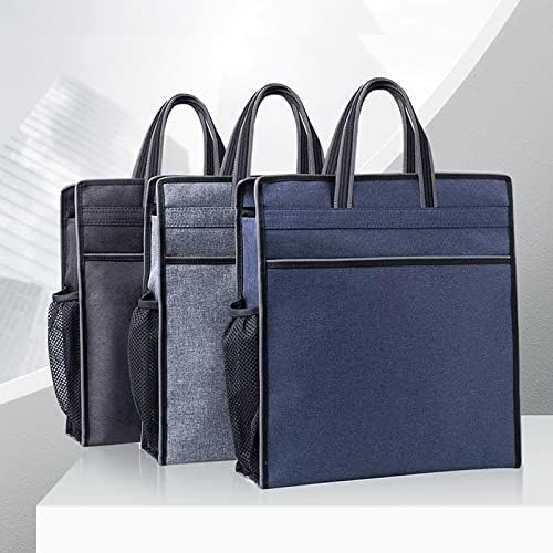 Oxford Zippered Document Bag with Handle File Tote Bag Pouch for Carrying Paper Files Books Filing Folder 1 Pack (Blue) - Image 2