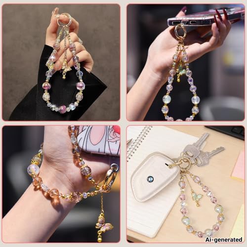 Bead Phone Wristband With Crystal Bow Pendant - Image 4