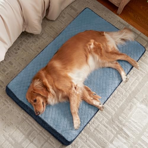 JOEJOY Orthopedic Dog Bed for Small Dogs, Washable Dog Crate Bed Small Sized with Removable Cover, Egg Memory Foam Pet Beds, Blue, 23"x17" - Image 2