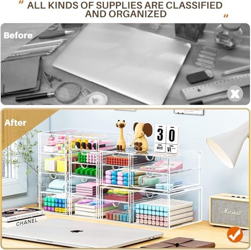 caktraie 4-Pack Acrylic 16-Drawer Storage & Makeup Organizer for Desk - Image 5