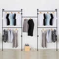 Industrial Pipe Clothes Rack, Heavy Duty Detachable Wall Mounted Black Iron Garment Bar, Clothing Store Display Stands Garment Rack Closet System (125.5 x 93.7inch) by EDCB