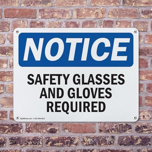 (2 Pack) Safety Glasses And Gloves Required OSHA Notice Sign 24 Inch X 18 Inch Indoor/Outdoor Rust-Free Aluminum Metal Signs for Workplace, Workshop, and Construction Site, Made in the USA - Image 4