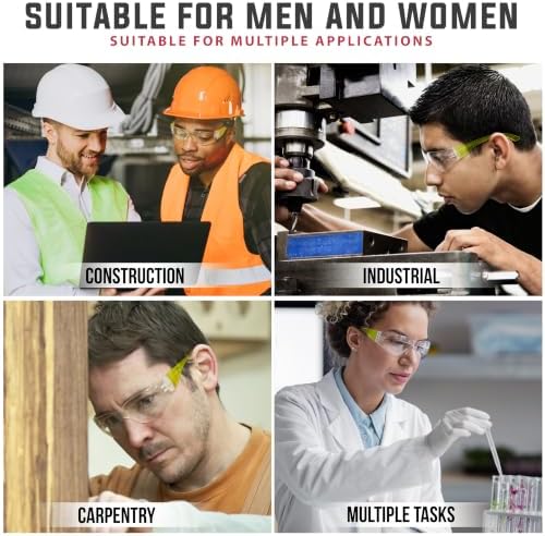 BISON LIFE Clear/Yellow Safety Glasses for Men & Women, ANSI Z87.1, 6 Pack - Image 5