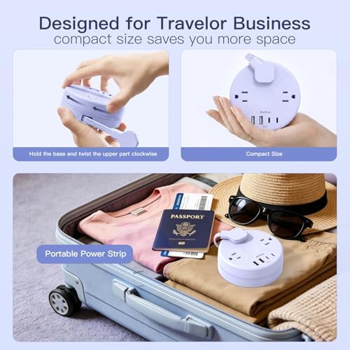 1FT Travel Power Strip with USB C, Cruise Approved Flat Plug Extension Cord - Image 5