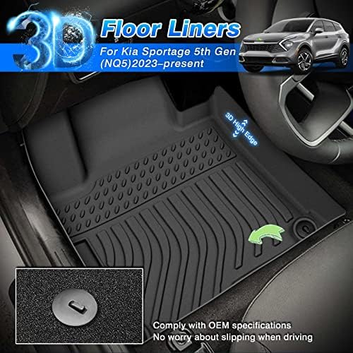 Cartist Floor Mats Fit for Kia Sportage 2023-2026 (Only for Hybrid Models) (Not Fit Plug-in) All Weather Car Mat Floor Liner for Sportage Accessories, Front & Rear Row TPE Waterproof - Image 2