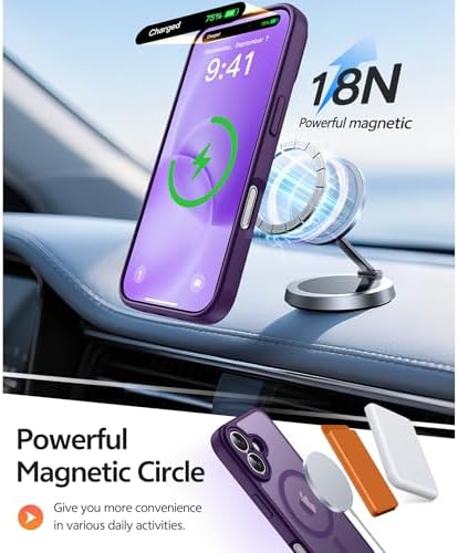 FNTCASE for iPhone 16 Case, Fit for Magsafe, Screen Protector, Purple - Image 3