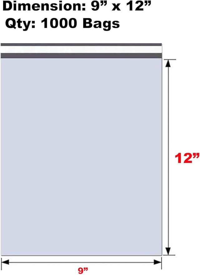 iMBAPrice 1000 - 9x12 Premium Matte Finish White Poly Mailers Envelopes Bags - Image 3