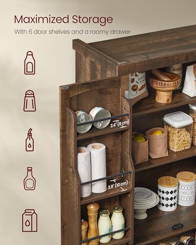 VASAGLE Pantry Cabinet, Freestanding Tall Cupboard with a Drawer - Image 4