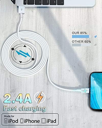 4 Pack [Apple MFi Certified] Apple Charging Cables 10ft, iPhone Chargers Lightning Cable 10 Foot, Fast iPhone Charging Cord for iPhone 14/14Pro/13/13Pro/12/11/11Pro/11Max/ X/XS/XR, ipad(Black) - Image 5