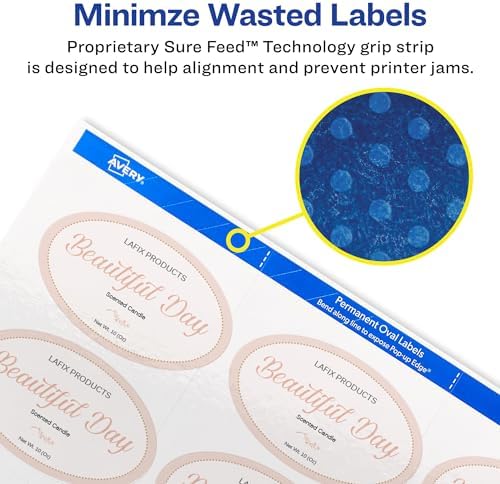 Avery Printable Oval Labels, 2" x 3-1/3", Glossy White, Laser & Inkjet Compatible, 80 Blank Labels Total, Great for Mailing, Branding, Packaging, and More (22820) - Image 3