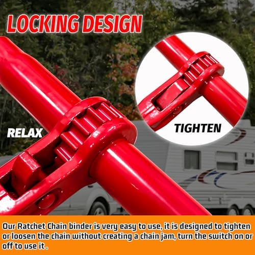 Chain Binders Ratcheting 3/8" - 1/2" | Adjustable Load Binder with G70 Grab Hooks for 3/8-1/2 Chains | 9,200 Lbs Working Load Limit - Image 3