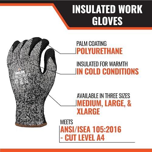 Malta Dynamics Cut Resistant Safety Gloves, 12 Pack Insulated Work Gloves, ANSI Cut Level A4, Comfortable Fit, PPE, Touchscreen Compatible, OSHA/ANSI/ISEA Compliant, XLarge, Extra Large - Image 3