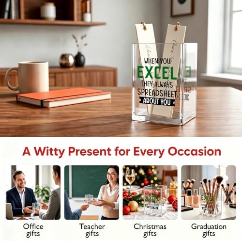 Funny Office Acrylic Cosmetic Pen Pencil Holder Cup, Accountant Gifts for Women Men, When You Excel They Always Spreadsheet About You Pencil Organizer, Humor Unique Desk Accessories（A06） - Image 5