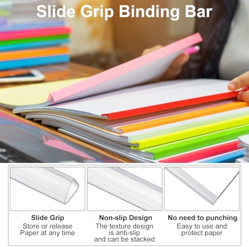 PATIKIL 30Pcs Binding Bars, 13x15mm Binding Bars Slide Grip 120 Sheets Capacity A4 Size Report Binder Presentation Binder for Study Office Report Cover Resume, Transparent White - Image 4