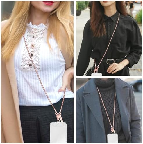 MOUTAKEY Cell Phone Lanyard Crossbody Phone Chain with Metal Detachable Phone Wrist Strap Cute iPhone Chain For Women (Pink Gold, Long) - Image 2