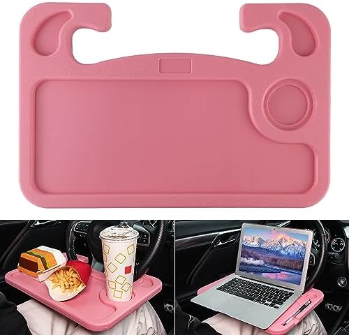 JUSTTOP Car Steering Wheel Desk, Travel Car Accessories, Car Stand Trays for Eating, Multipurpose Car Steering Wheel Desk Tray Table(Pink) by JUSTTOP