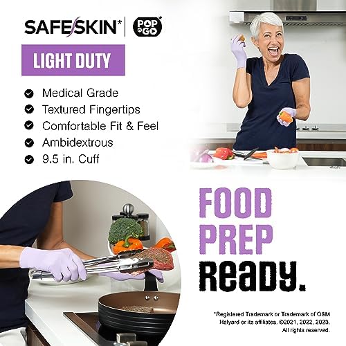 SAFESKIN Disposable Nitrile Gloves in POP-N-GO Pack of 50 or 200 Powder Free - Hair, Cleaning, Medical Use, Food Handling - Image 5