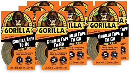 Gorilla 6100101-8 Duct Tape to-Go, 1" x 10 yd, Black, (Pack of 8), 8-Pack, 8 Piece by Gorilla