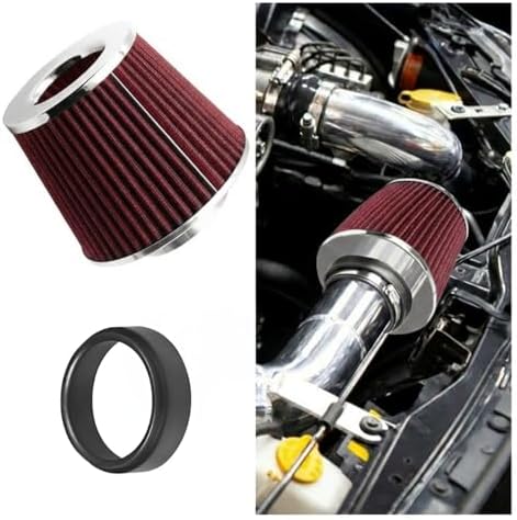 LAINLOY Universal Clamp-On Air Intake Filter for Cars, 76MM, Red by Unknown