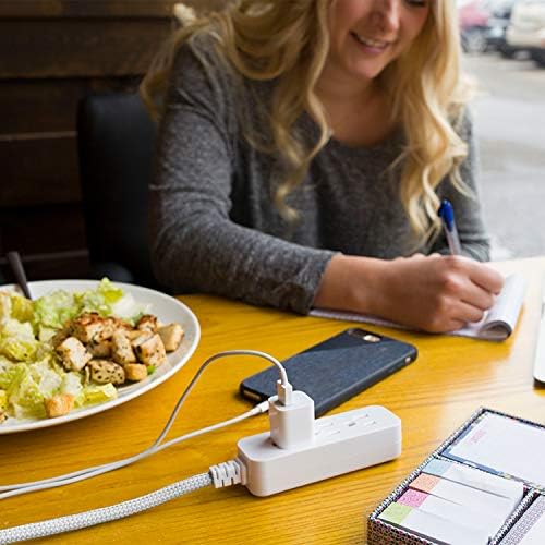 Cordinate 3 Outlet Power Strip, Braided Extension Cord, 16 Gauge, 15 Ft (Pack of 5) - Image 7