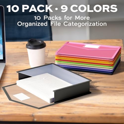 Deli 10 Pack Plastic Expanding File Folder, Colorful File Folder Organizer - Image 3