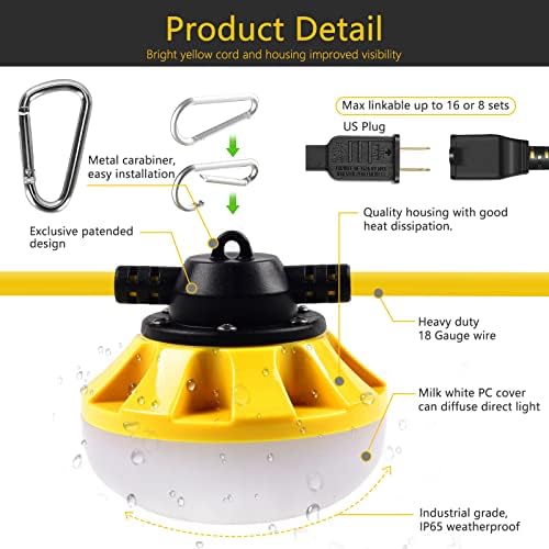 200FT Construction String Lights, Industrial Grade,Free for Climbing Hook - Image 2