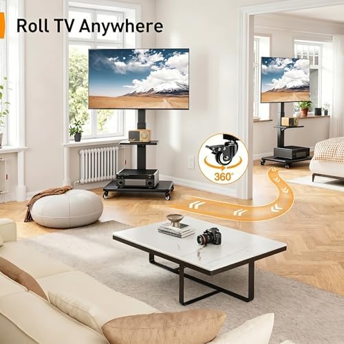 PERLESMITH Rolling TV Stand with Wheels for 30-75 Inch TVs up to 110 lbs - Image 5