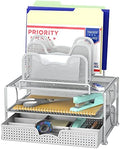 Simple Houseware Mesh Desk Organizer with Sliding Drawer, Silver by SimpleHouseware