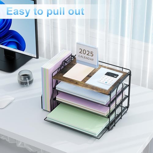 Spacrea 4 Tier Paper Organizer for Desk with File Organizer - Image 4