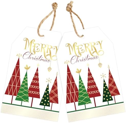 joycraft 50Pcs Merry Christmas Tags with String, Red & Green Christmas Tags by joycraft