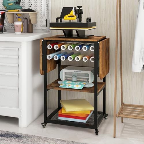 PUNCIA 3-Tier Movable Heat Press Stand with Vinyl Holder Folding Shelf - Image 7