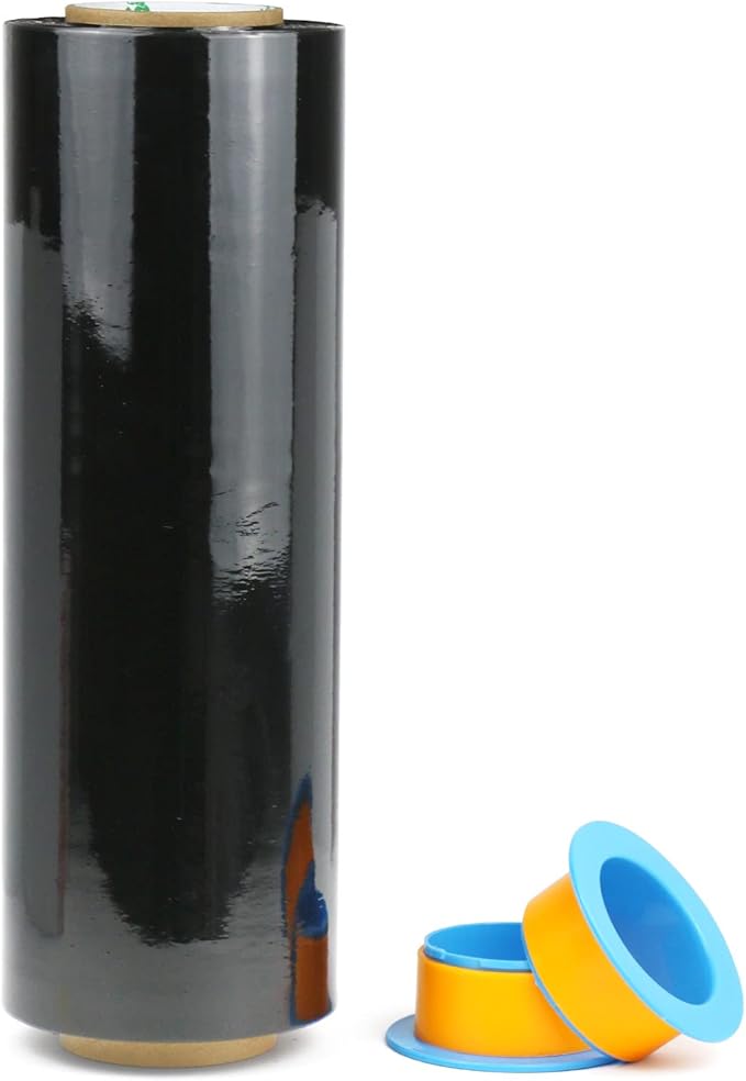 BOMEI PACK 1 Pack 1200ft Industrial Black Stretch Wrap Film 70 Gauge 15" by BOMEIPACK